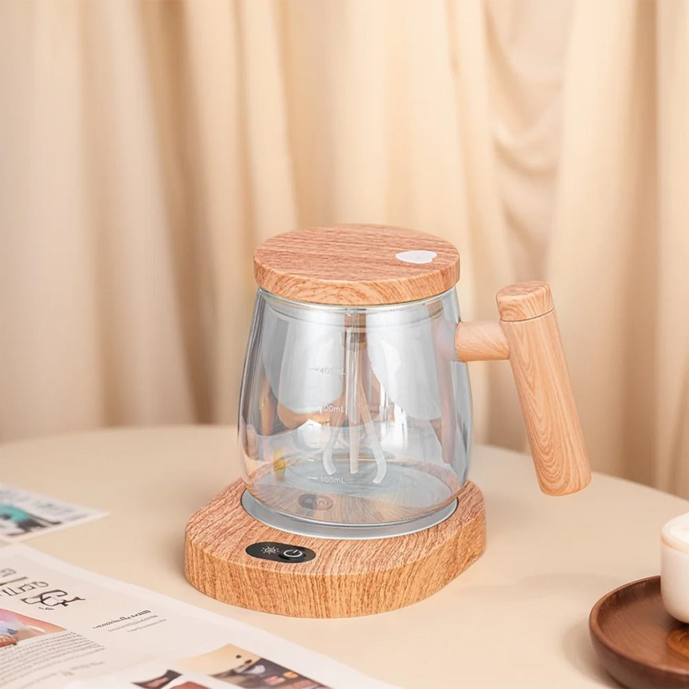 Taza mezcladora automática de vidrio con tapa