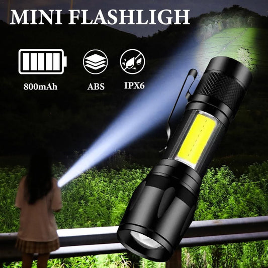 🔦 Linterna Táctica LED Mini Recargable USB – Zoom Ajustable & Ultra Resistente