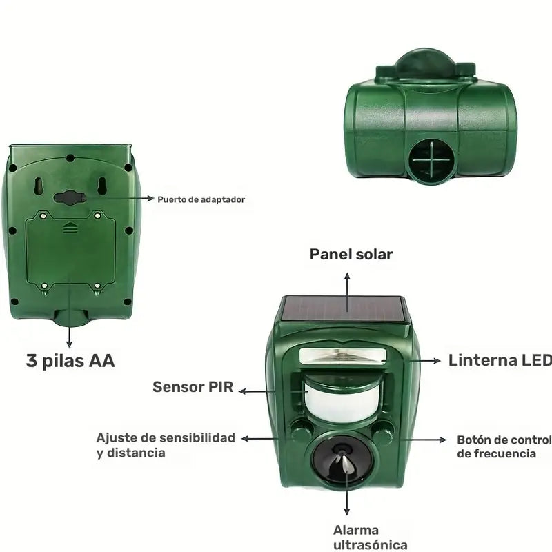 Repelente Ultrasónico de Animales con Sensor de Movimiento – Protege tu Hogar y Jardín