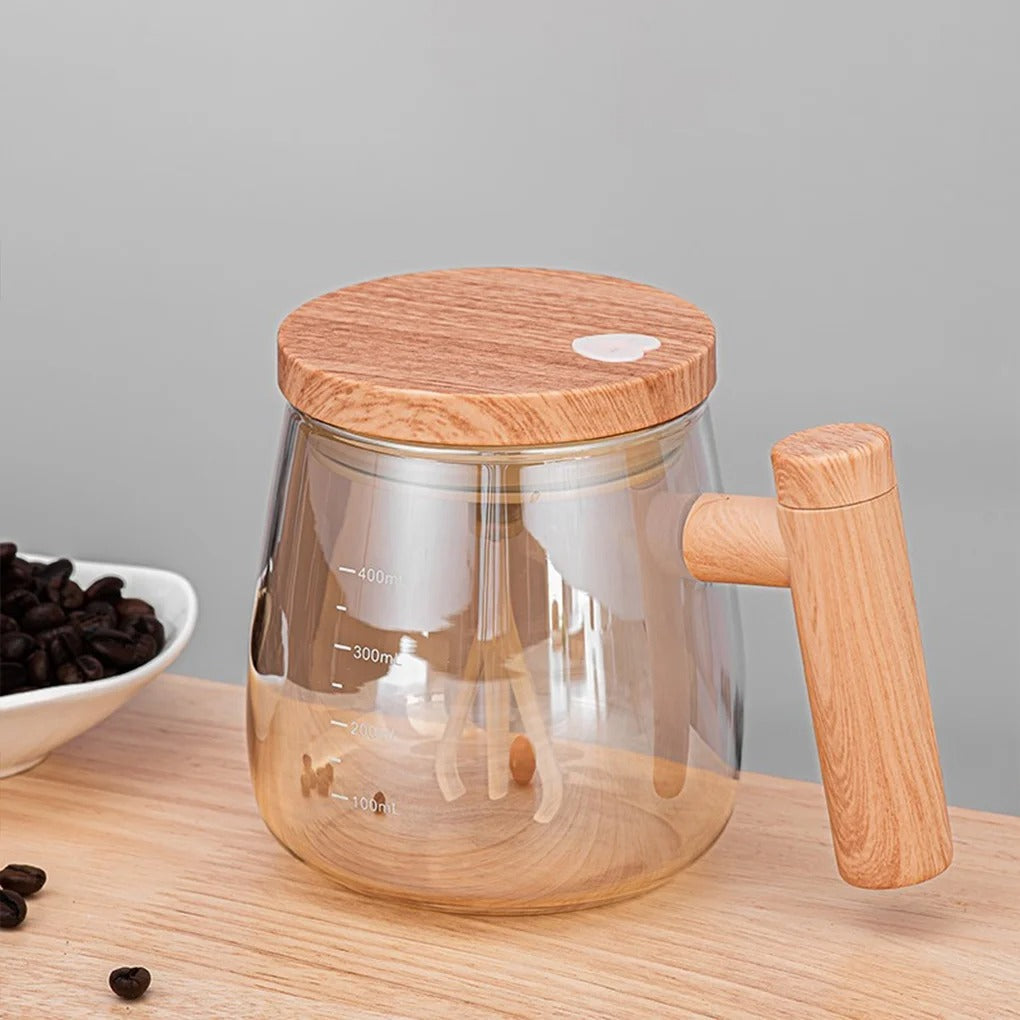 Taza mezcladora automática de vidrio con tapa