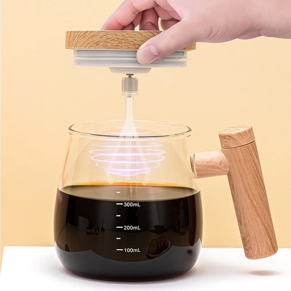 Taza mezcladora automática de vidrio con tapa