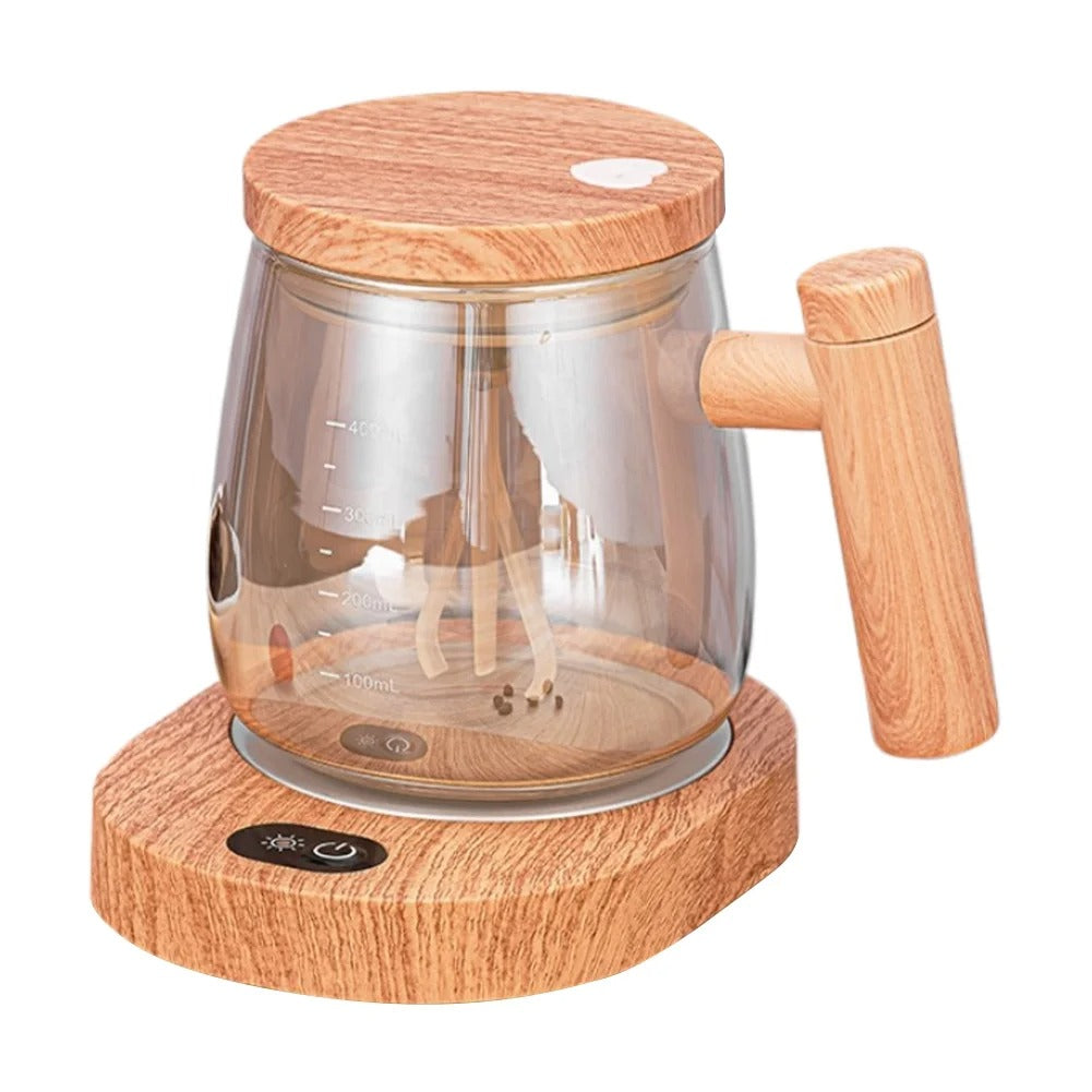 Taza mezcladora automática de vidrio con tapa