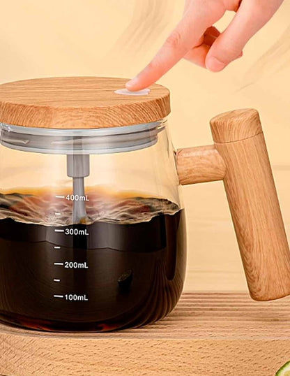 Taza mezcladora automática de vidrio con tapa