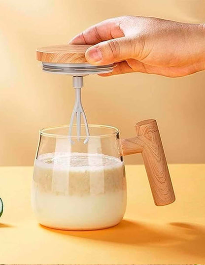 Taza mezcladora automática de vidrio con tapa